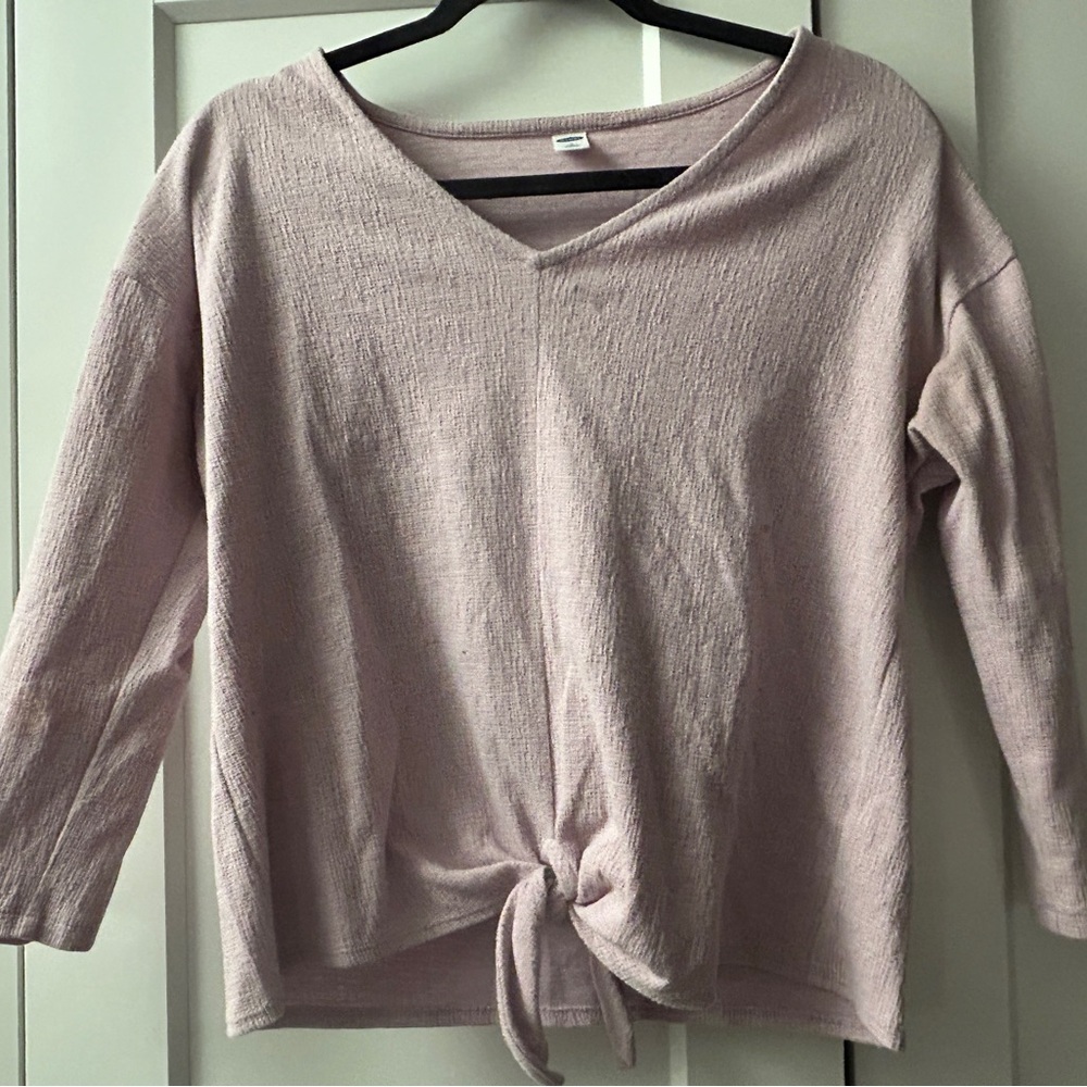 V-Neck Tie-Front Top - Pink